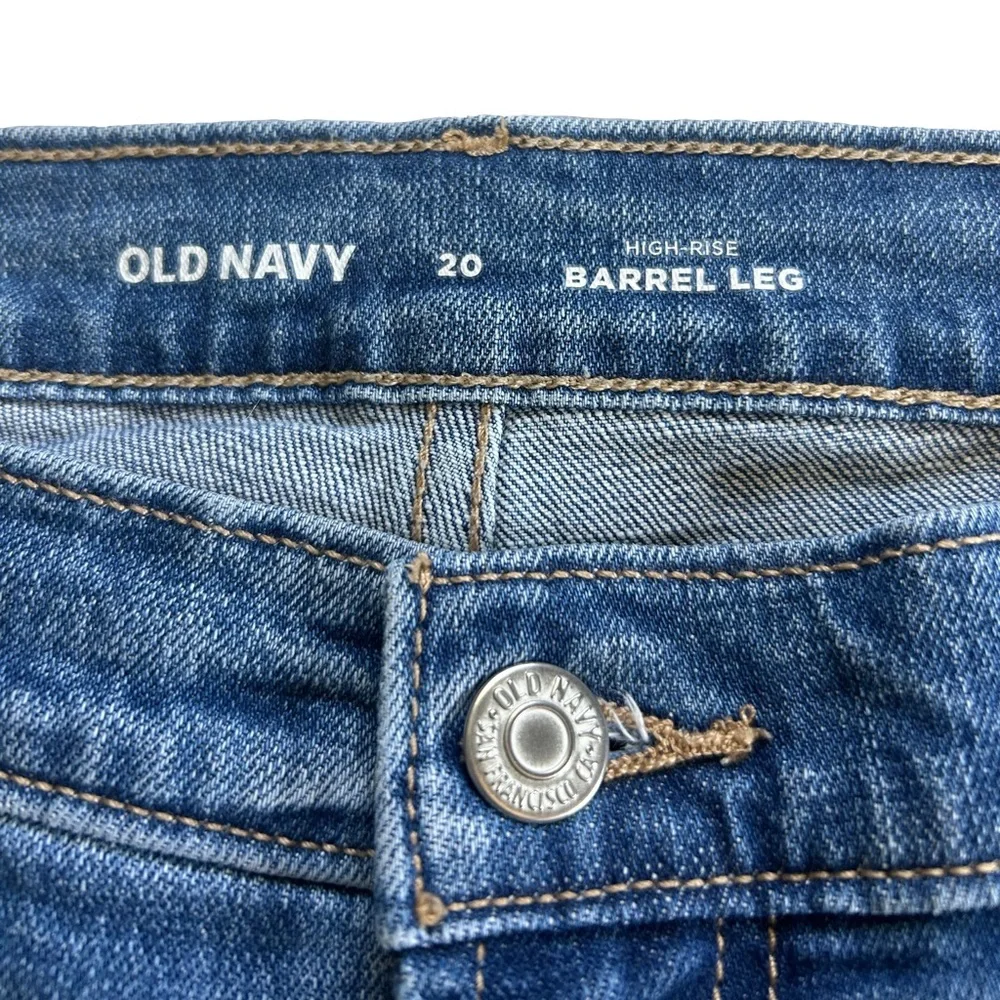 High Rise Barrel Leg Baggy Ankle Old Navy Jeans Size 20 Medium Wash - Picture 8 of 15